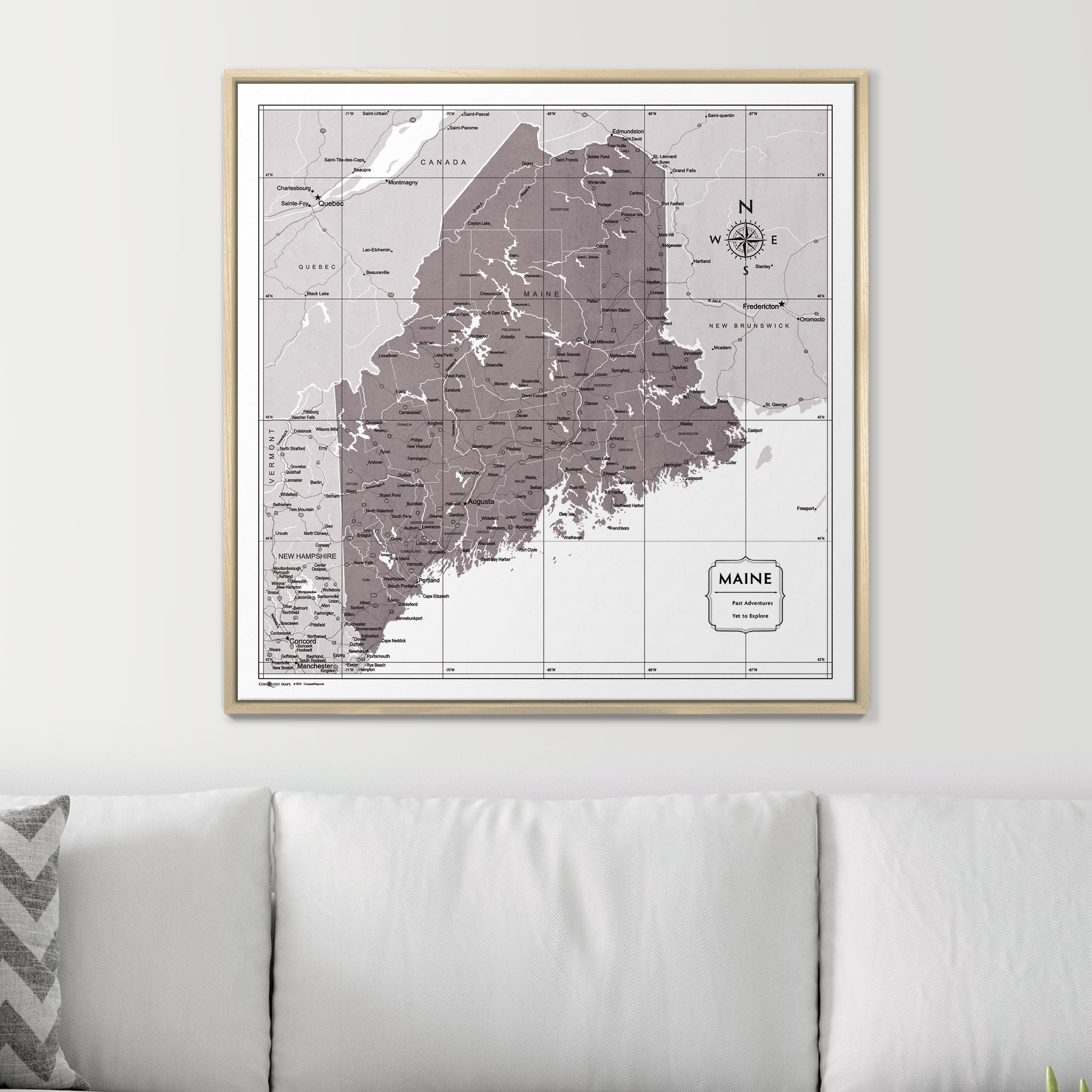 Push Pin Maine Map (Pin Board) - Dark Brown Color Splash CM Pin Board