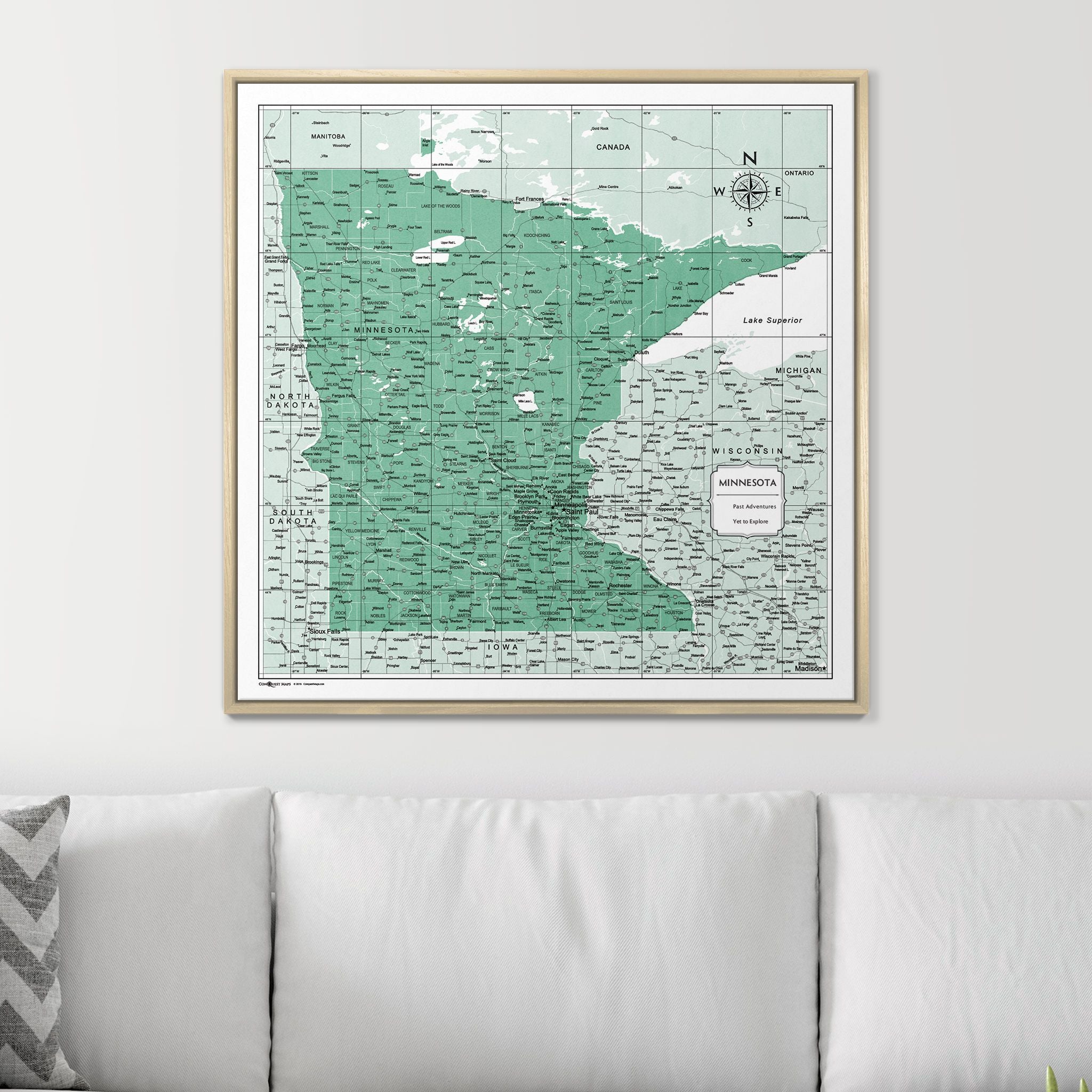 Push Pin Minnesota Map (Pin Board) - Green Color Splash CM Pin Board