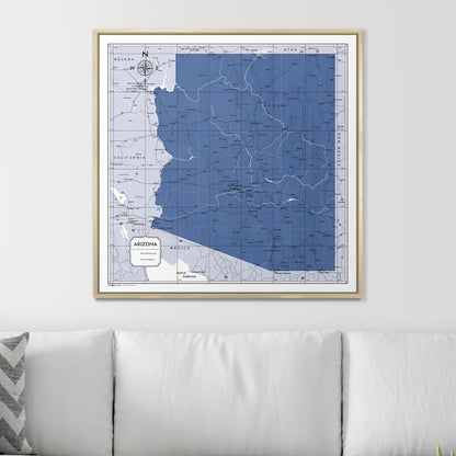 Push Pin Arizona Map (Pin Board) - Navy Color Splash CM Pin Board