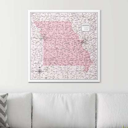 Push Pin Missouri Map (Pin Board) - Pink Color Splash CM Pin Board