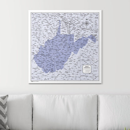 Push Pin West Virginia Map (Pin Board) - Purple Color Splash CM Pin Board