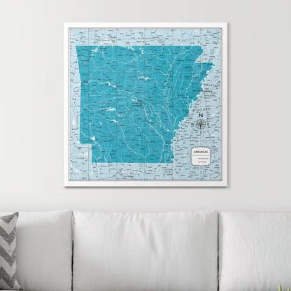 Push Pin Arkansas Map (Pin Board) - Teal Color Splash CM Pin Board