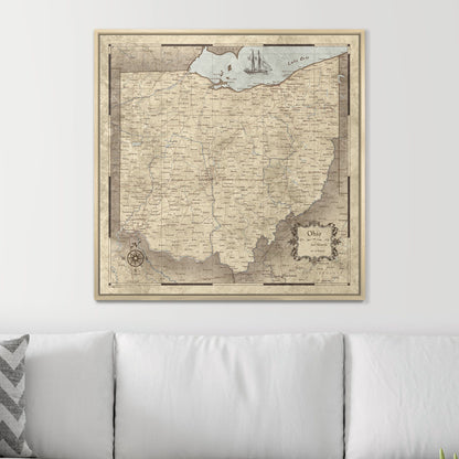 Push Pin Ohio Map (Pin Board) - Rustic Vintage CM Pin Board