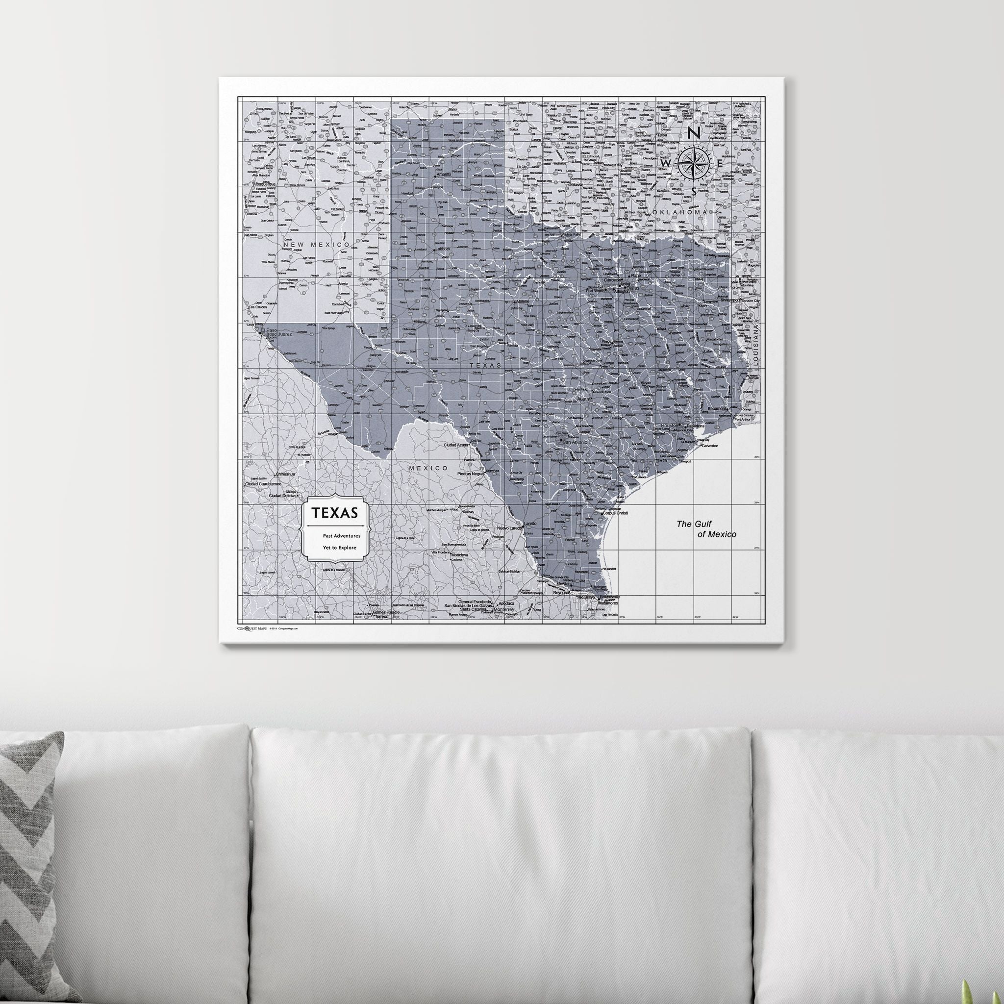 Push Pin Texas Map (Pin Board) - Dark Gray Color Splash CM Pin Board