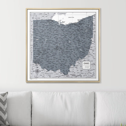 Push Pin Ohio Map (Pin Board) - Dark Gray Color Splash CM Pin Board