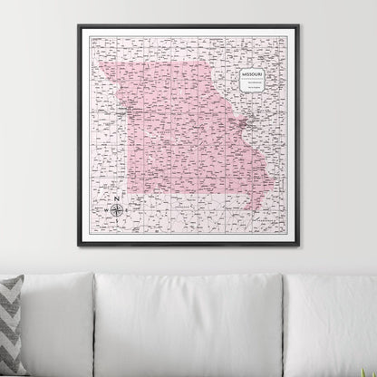 Push Pin Missouri Map (Pin Board) - Pink Color Splash CM Pin Board