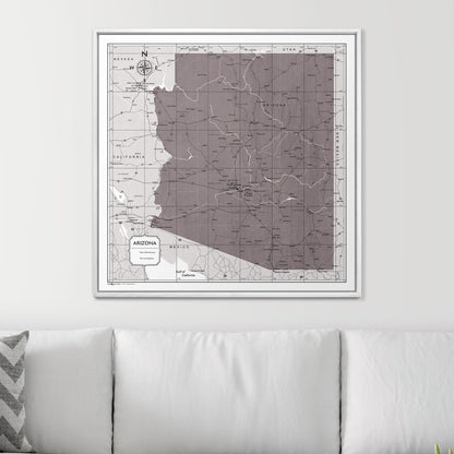 Push Pin Arizona Map (Pin Board) - Dark Brown Color Splash CM Pin Board