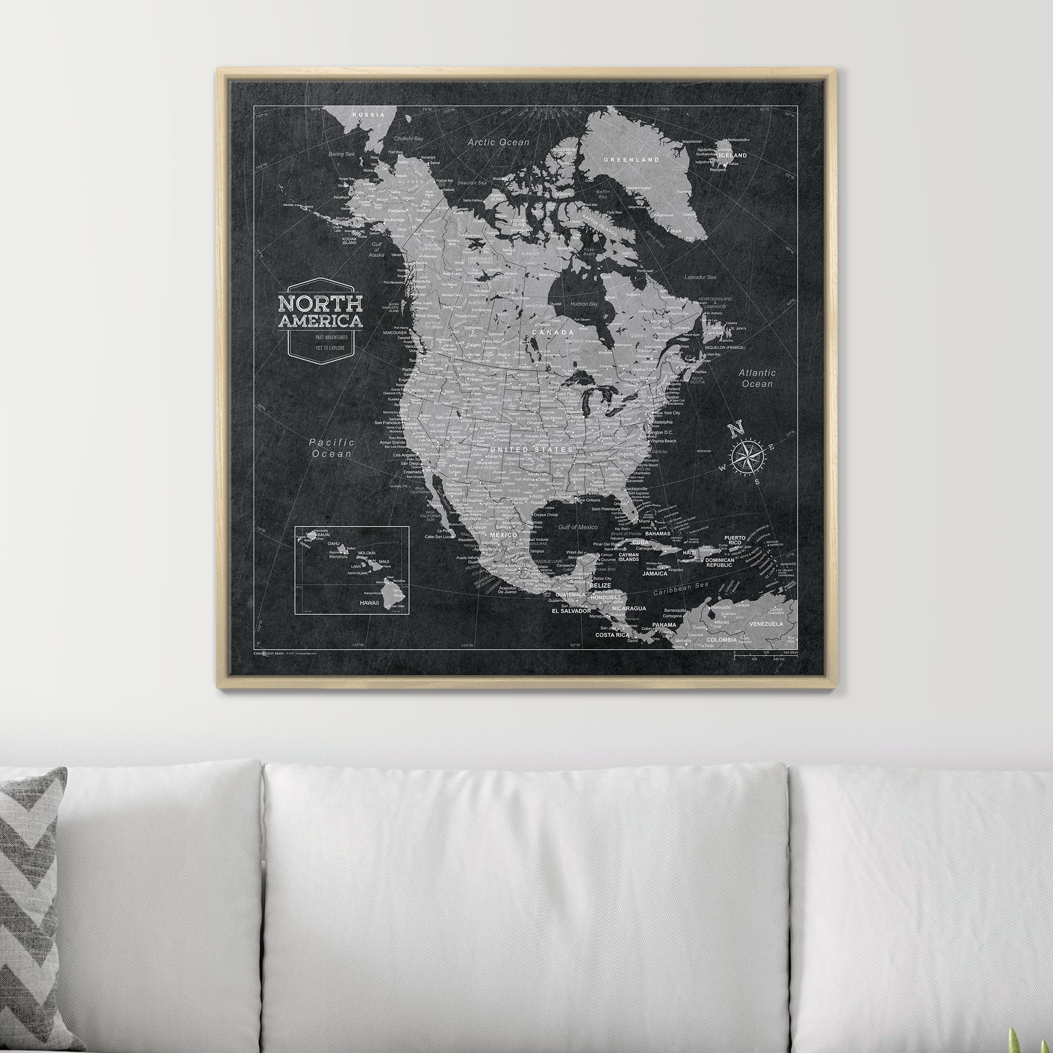 Push Pin North America Map (Pin Board) - Modern Slate CM Pin Board