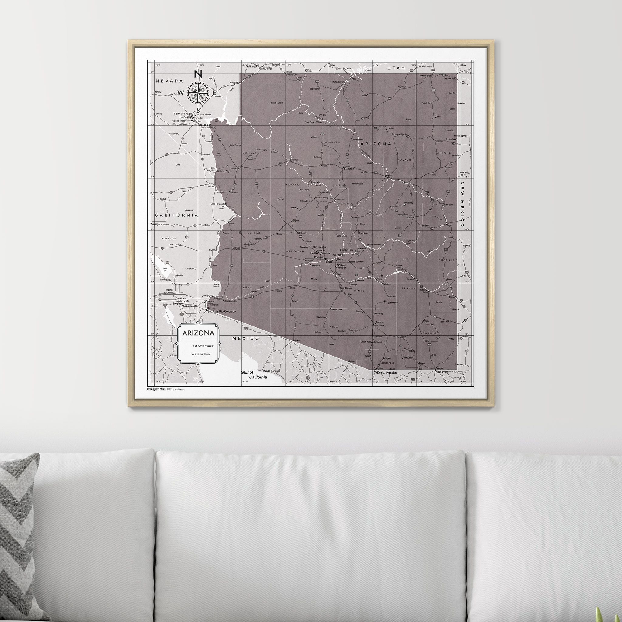 Push Pin Arizona Map (Pin Board) - Dark Brown Color Splash CM Pin Board