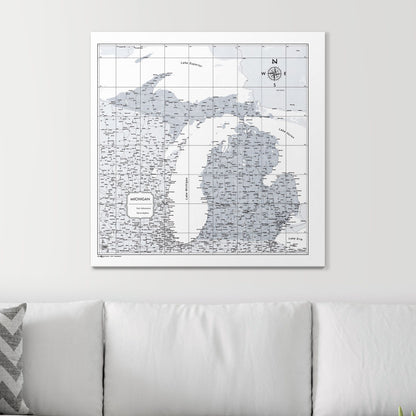 Push Pin Michigan Map (Pin Board) - Light Gray Color Splash CM Pin Board