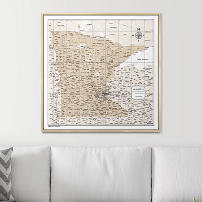 Push Pin Minnesota Map (Pin Board) - Light Brown Color Splash CM Pin Board