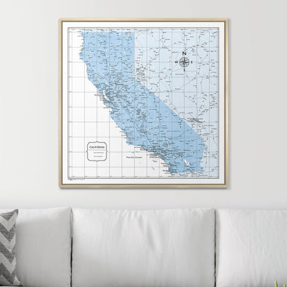 Push Pin California Map (Pin Board) - Light Blue Color Splash CM Pin Board