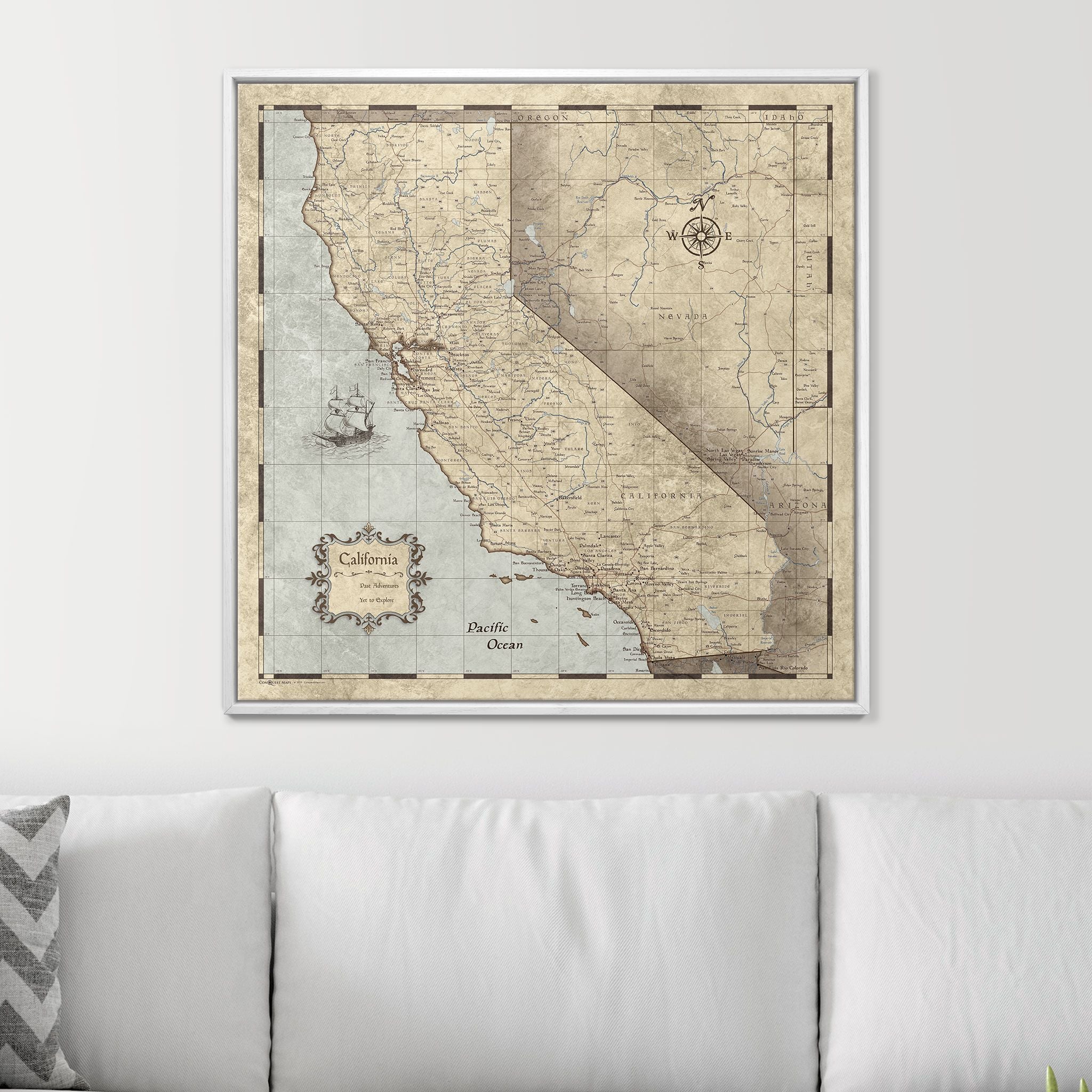 Push Pin California Map (Pin Board) - Rustic Vintage CM Pin Board