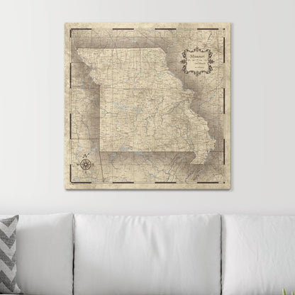 Push Pin Missouri Map (Pin Board) - Rustic Vintage CM Pin Board