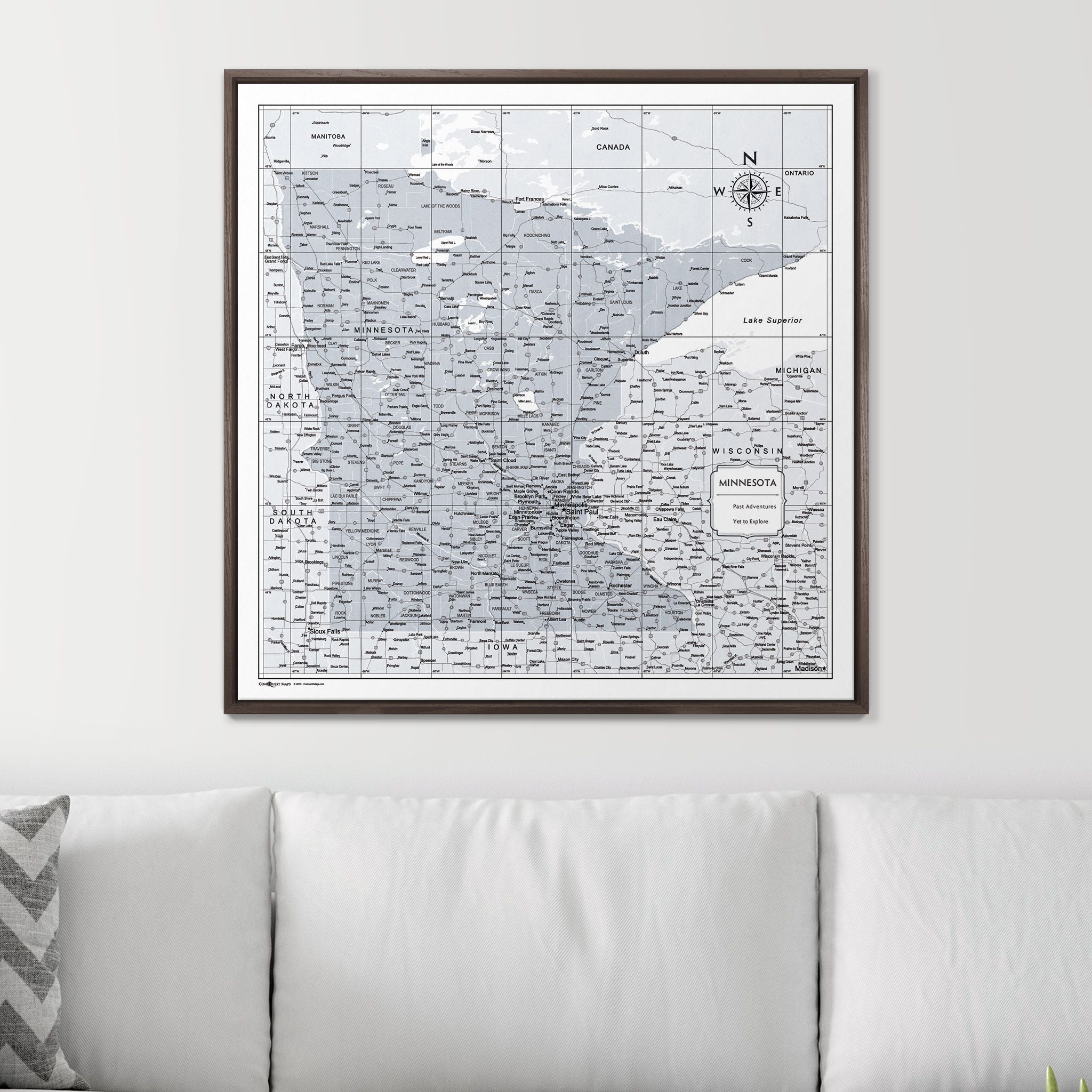 Push Pin Minnesota Map (Pin Board) - Light Gray Color Splash CM Pin Board