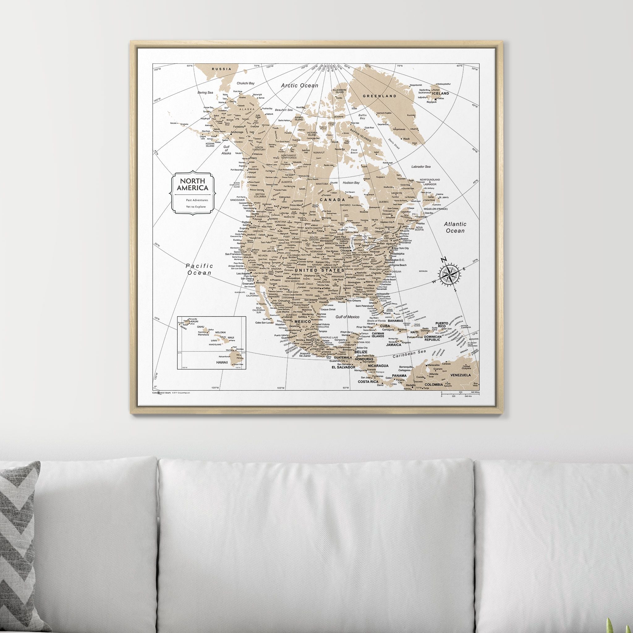 Push Pin North America Map (Pin Board) - Light Brown Color Splash CM Pin Board