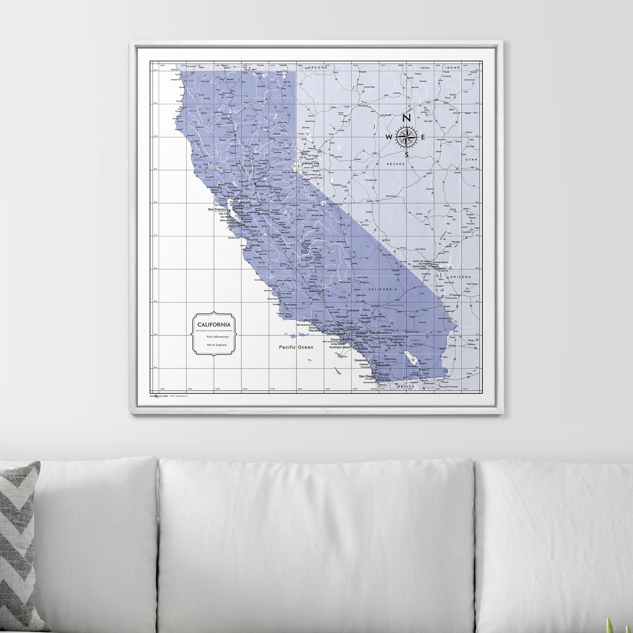 Push Pin California Map (Pin Board) - Purple Color Splash CM Pin Board