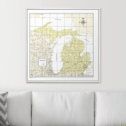 Push Pin Michigan Map (Pin Board) - Yellow Color Splash CM Pin Board