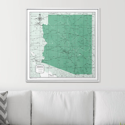 Push Pin Arizona Map (Pin Board) - Green Color Splash CM Pin Board