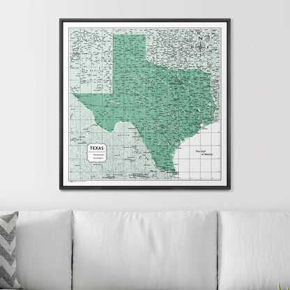 Push Pin Texas Map (Pin Board) - Green Color Splash CM Pin Board