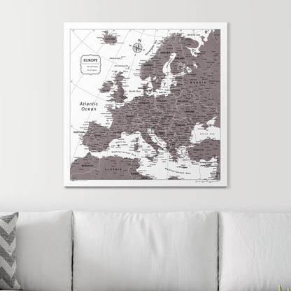 Push Pin Europe Map (Pin Board) - Dark Brown Color Splash CM Pin Board