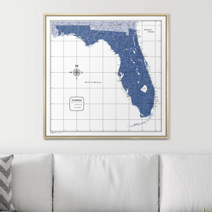 Push Pin Florida Map (Pin Board) - Navy Color Splash CM Pin Board