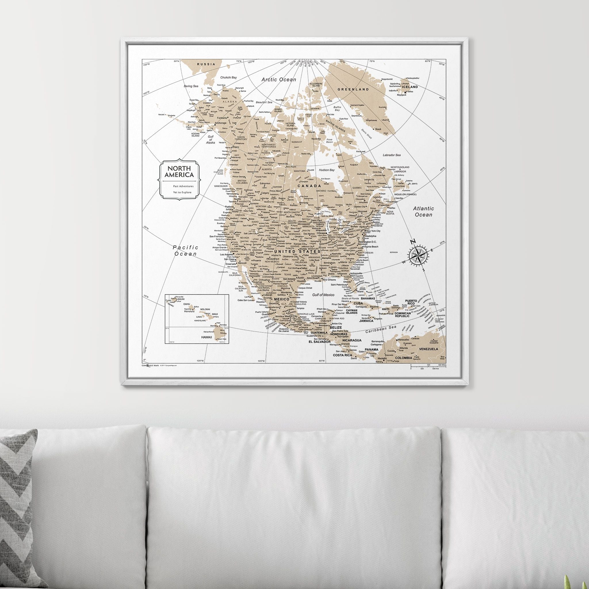 Push Pin North America Map (Pin Board) - Light Brown Color Splash CM Pin Board