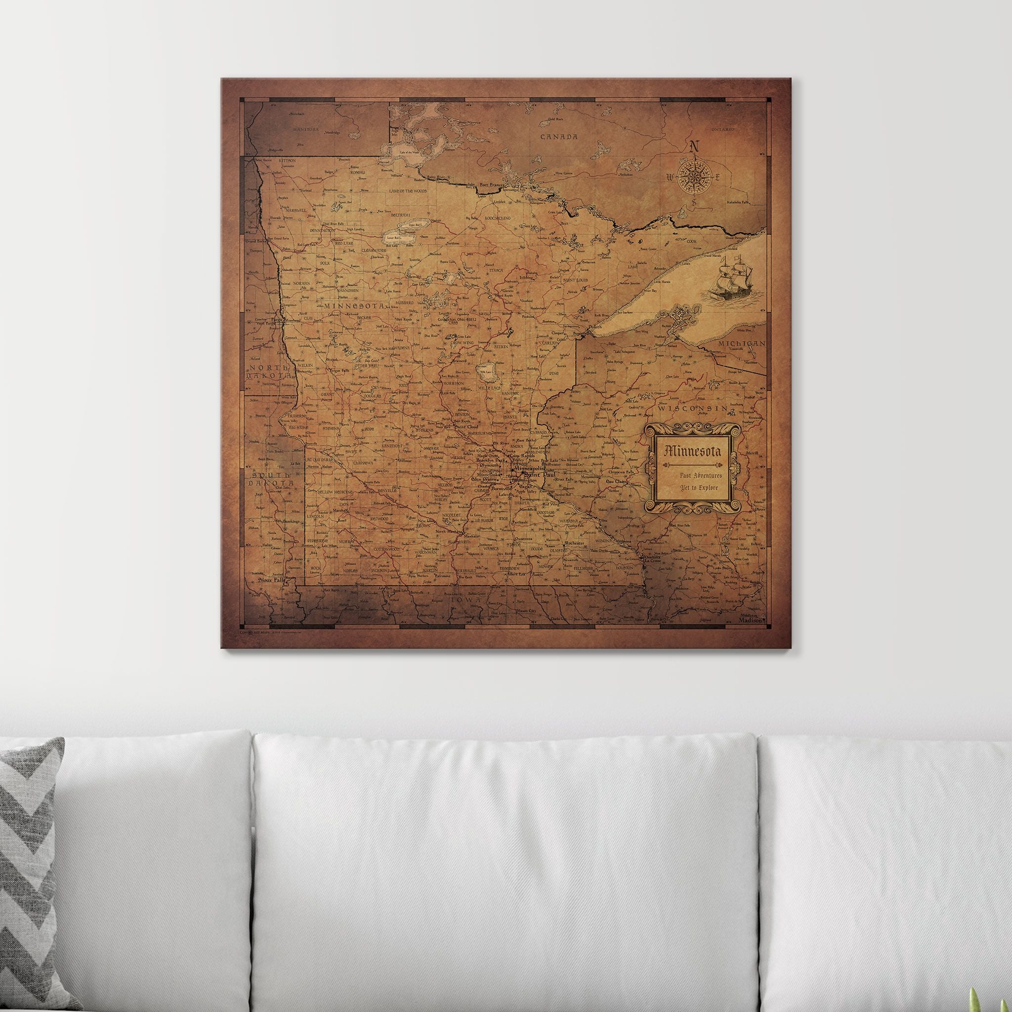 Push Pin Minnesota Map (Pin Board) - Golden Aged CM Pin Board