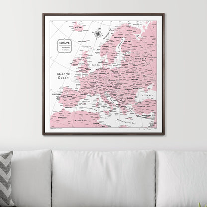 Push Pin Europe Map (Pin Board) - Pink Color Splash CM Pin Board