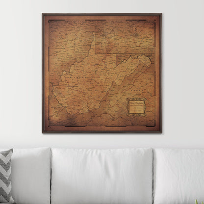 Push Pin West Virginia Map (Pin Board) - Golden Aged CM Pin Board