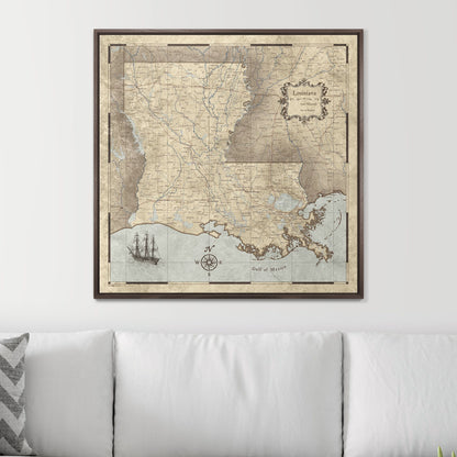 Push Pin Louisiana Map (Pin Board) - Rustic Vintage CM Pin Board