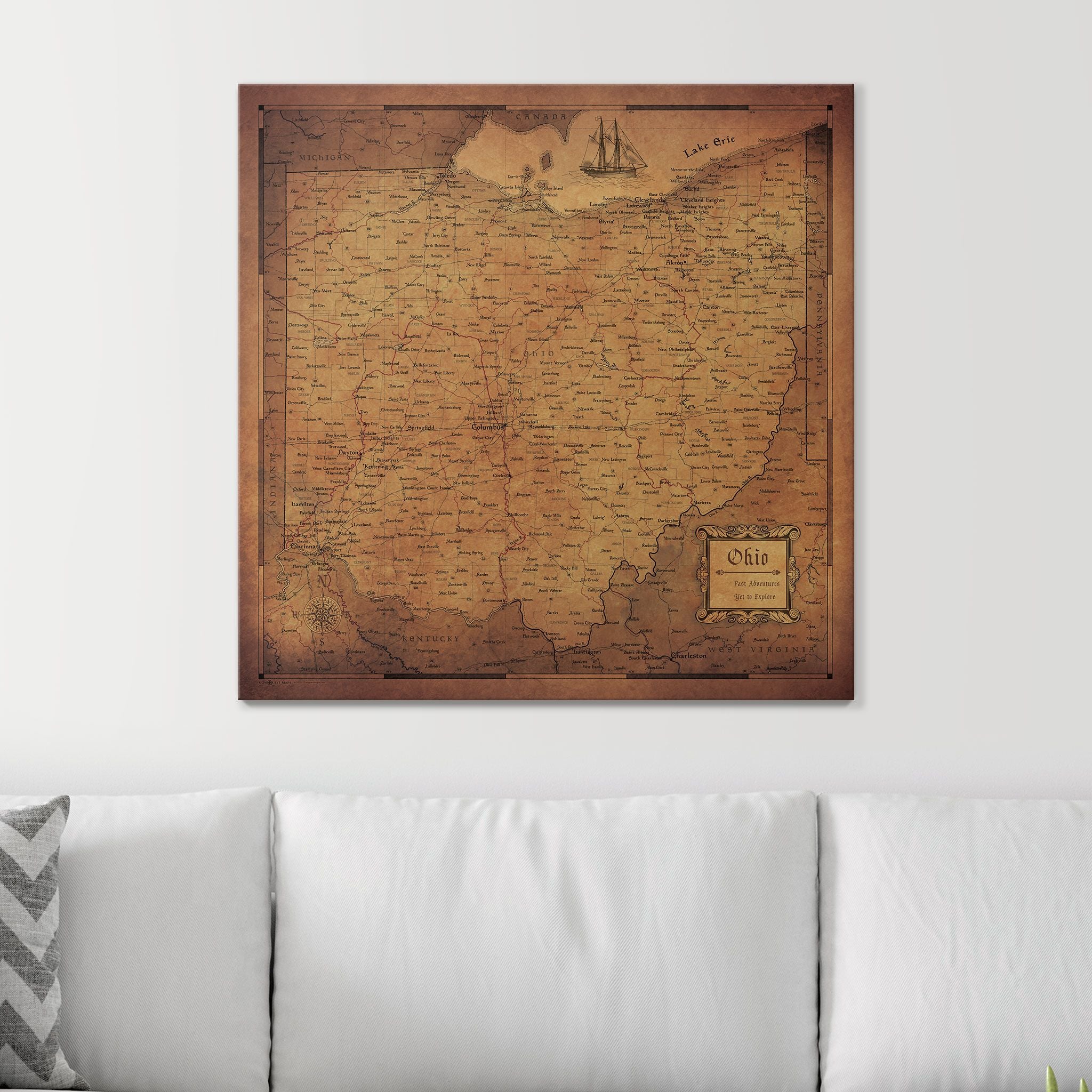 Push Pin Ohio Map (Pin Board) - Golden Aged CM Pin Board