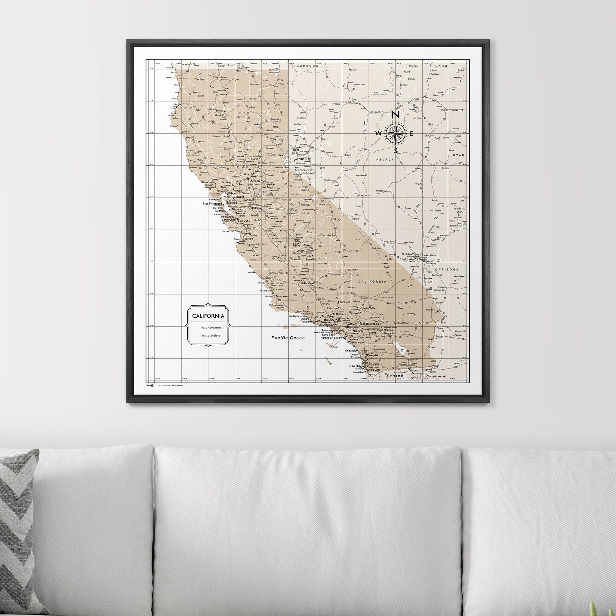 Push Pin California Map (Pin Board) - Light Brown Color Splash CM Pin Board