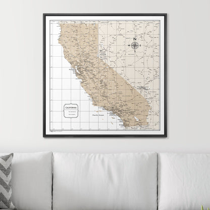 Push Pin California Map (Pin Board) - Light Brown Color Splash CM Pin Board