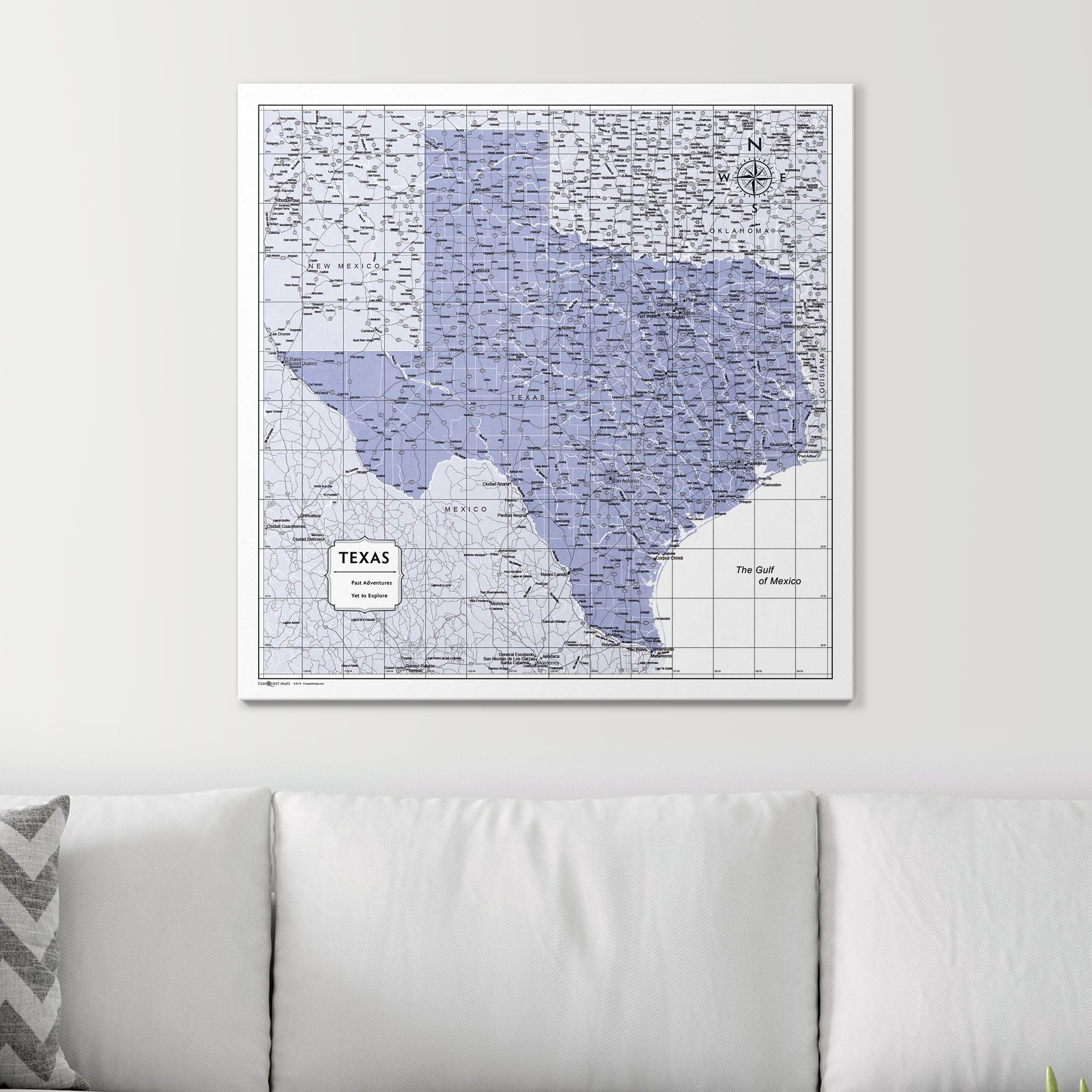 Push Pin Texas Map (Pin Board) - Purple Color Splash CM Pin Board