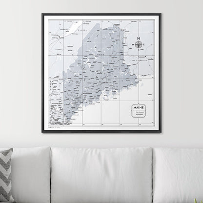 Push Pin Maine Map (Pin Board) - Light Gray Color Splash CM Pin Board