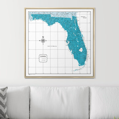 Push Pin Florida Map (Pin Board) - Teal Color Splash CM Pin Board