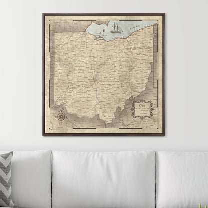 Push Pin Ohio Map (Pin Board) - Rustic Vintage CM Pin Board