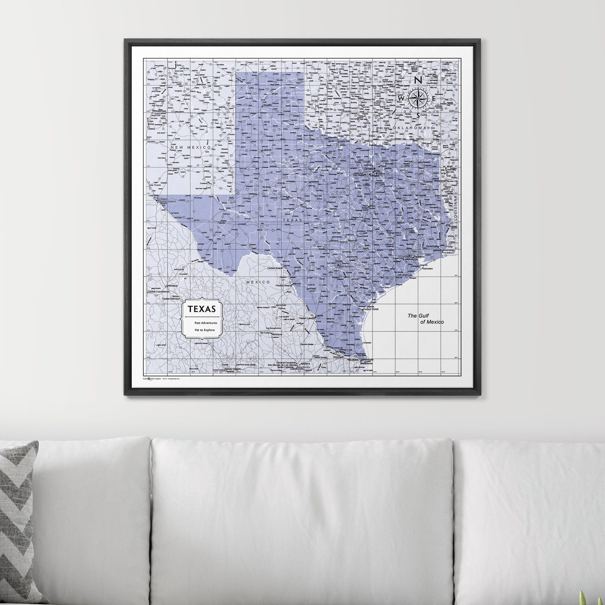 Push Pin Texas Map (Pin Board) - Purple Color Splash CM Pin Board