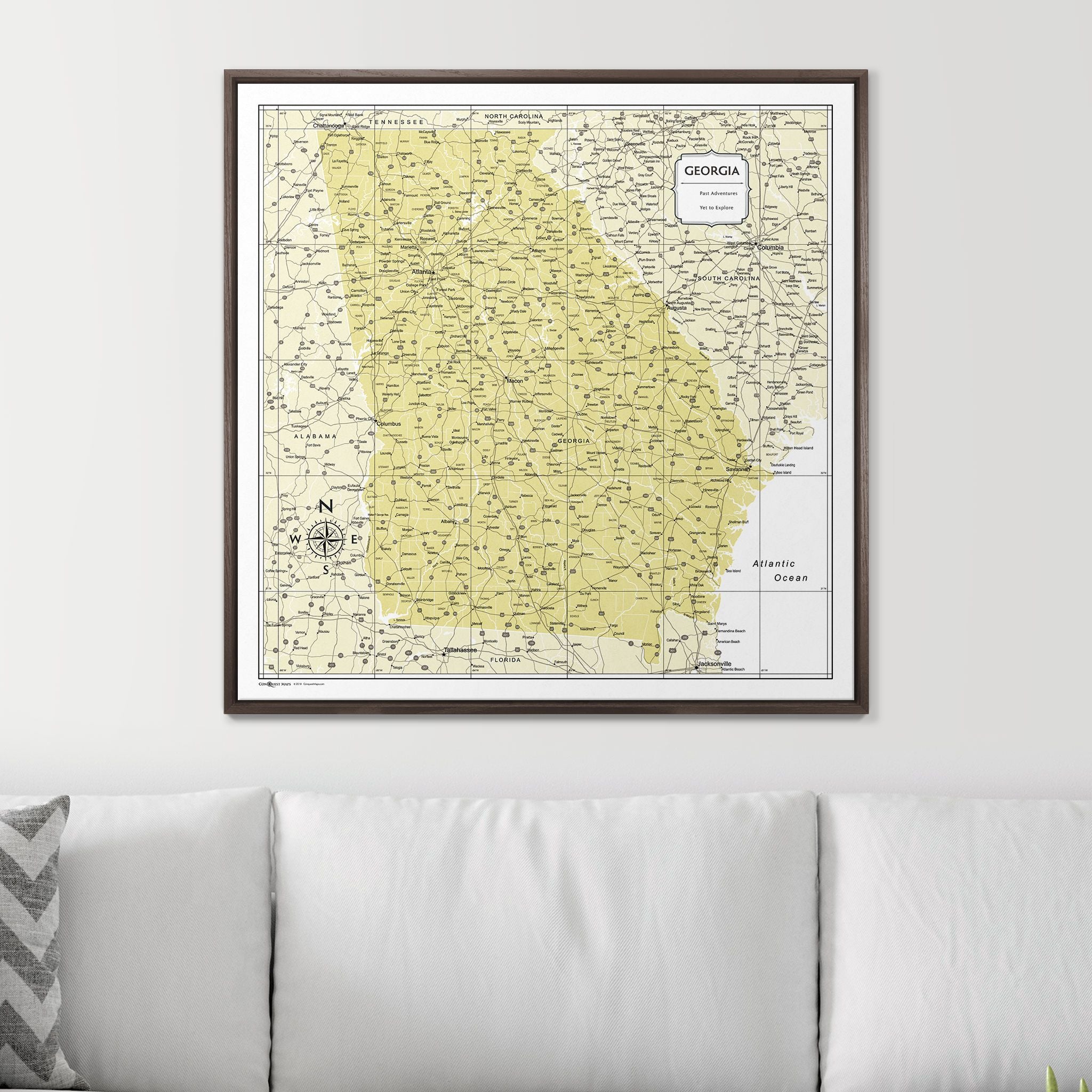 Push Pin Georgia Map (Pin Board) - Yellow Color Splash CM Pin Board