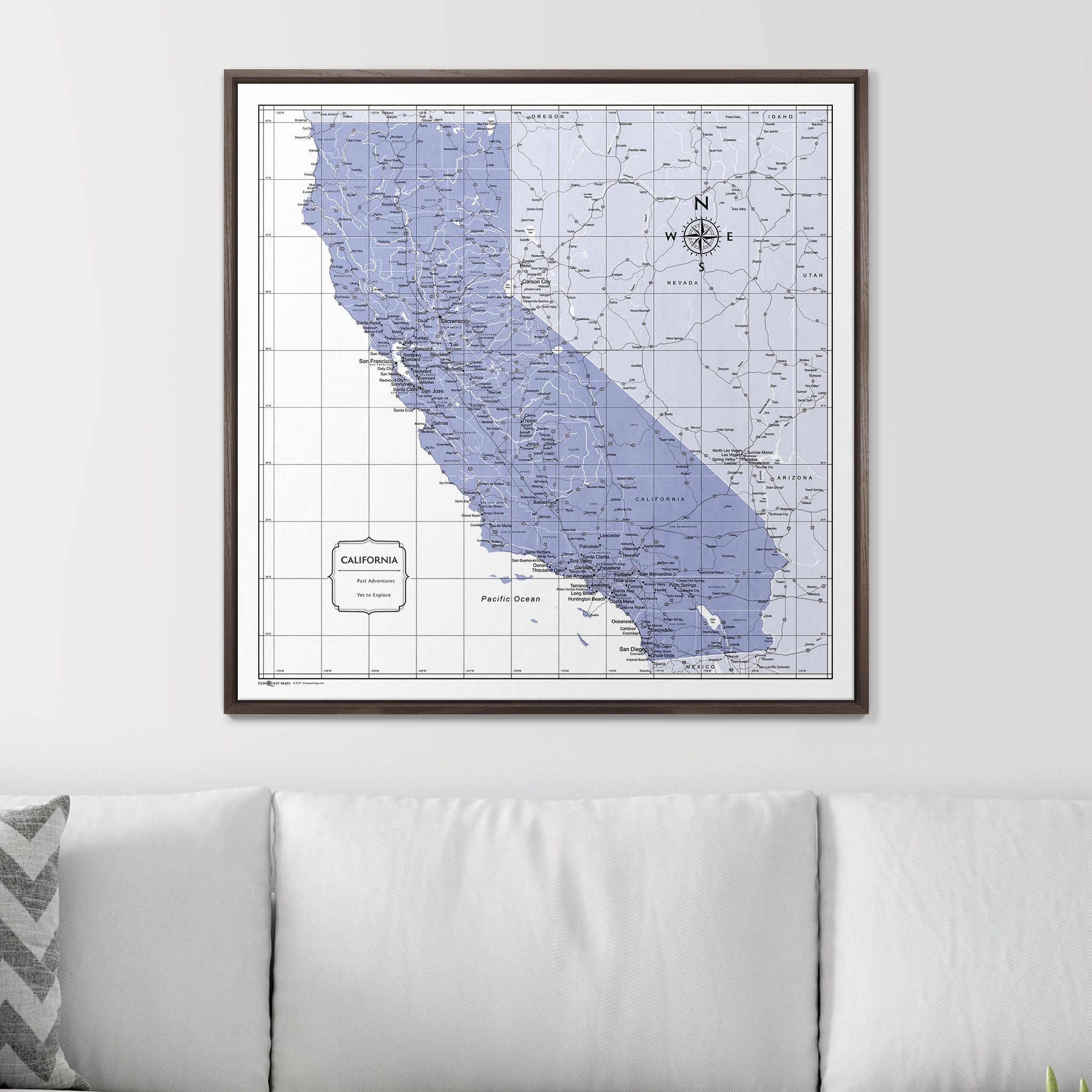 Push Pin California Map (Pin Board) - Purple Color Splash CM Pin Board