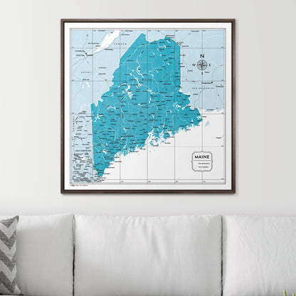 Push Pin Maine Map (Pin Board) - Teal Color Splash CM Pin Board