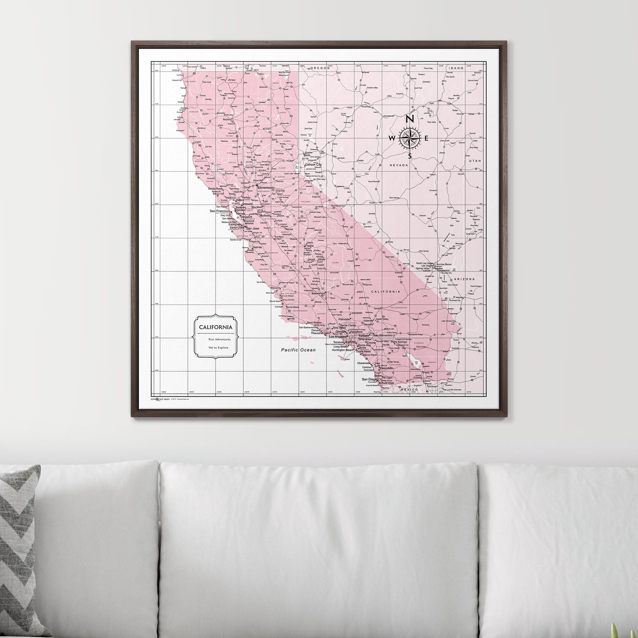 Push Pin California Map (Pin Board) - Pink Color Splash CM Pin Board