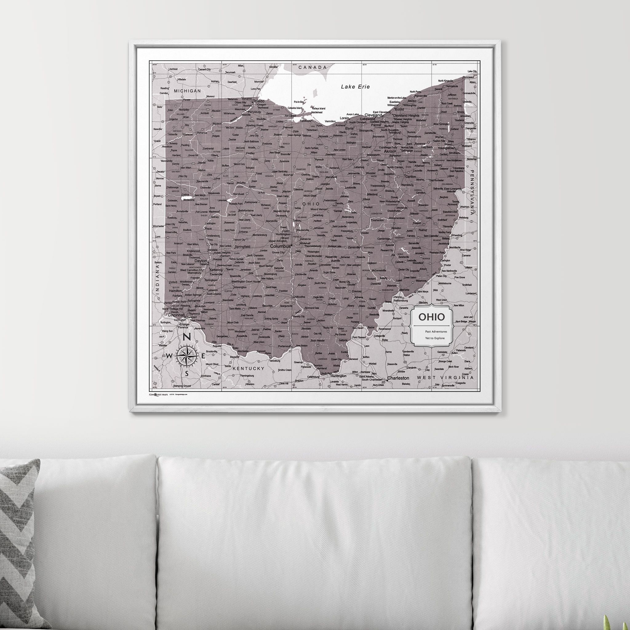 Push Pin Ohio Map (Pin Board) - Dark Brown Color Splash CM Pin Board