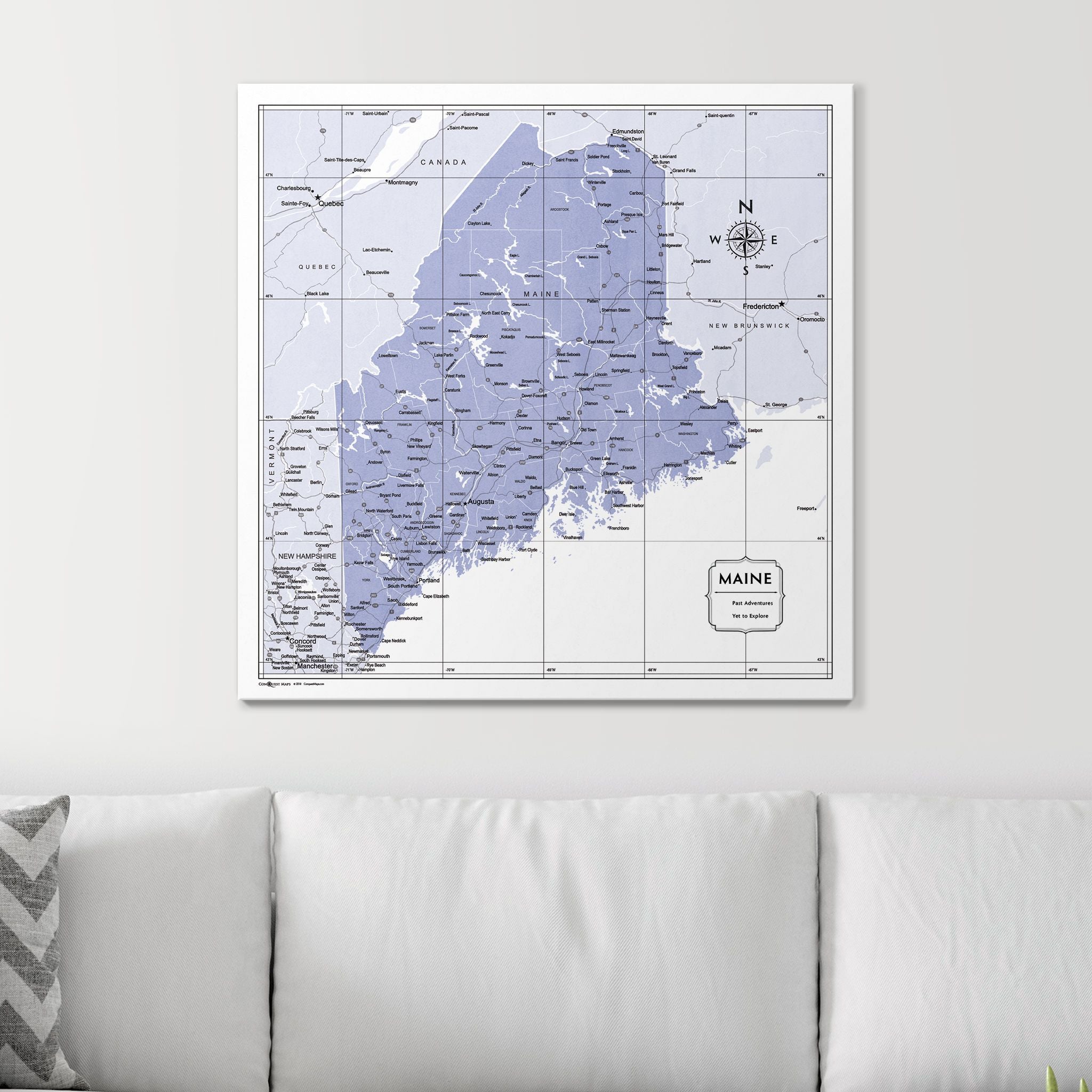 Push Pin Maine Map (Pin Board) - Purple Color Splash CM Pin Board