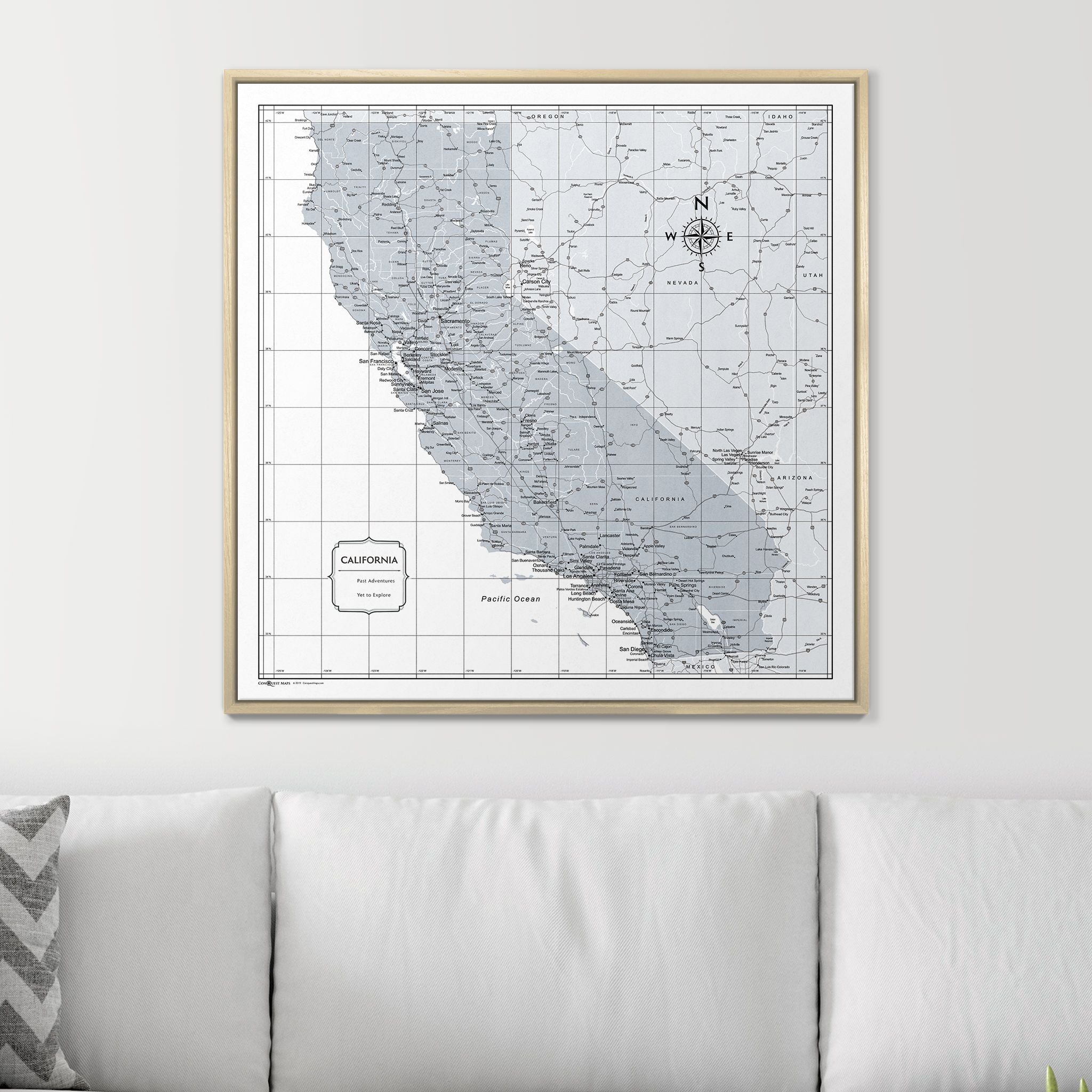 Push Pin California Map (Pin Board) - Light Gray Color Splash CM Pin Board