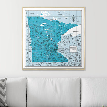 Push Pin Minnesota Map (Pin Board) - Teal Color Splash CM Pin Board