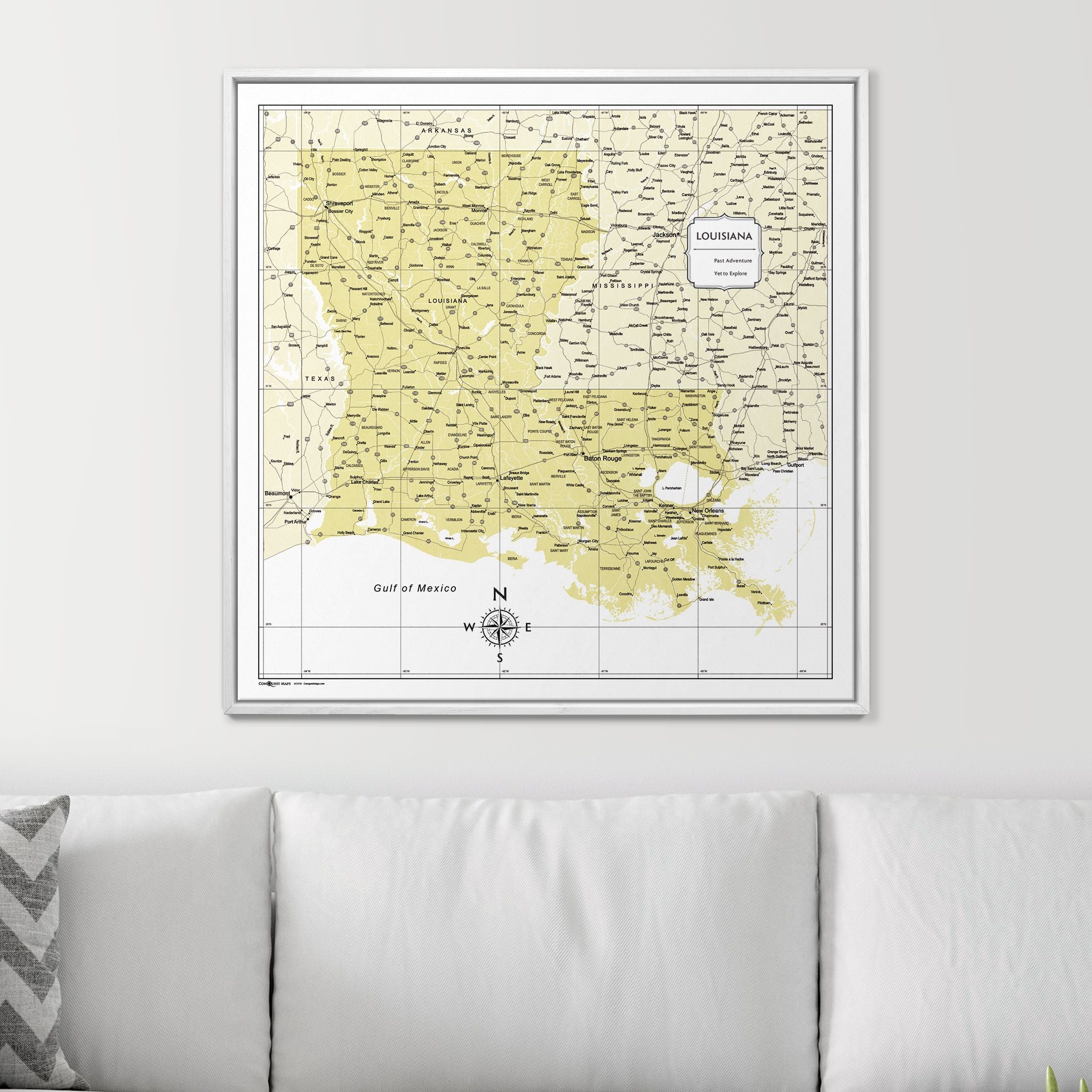 Push Pin Louisiana Map (Pin Board) - Yellow Color Splash CM Pin Board