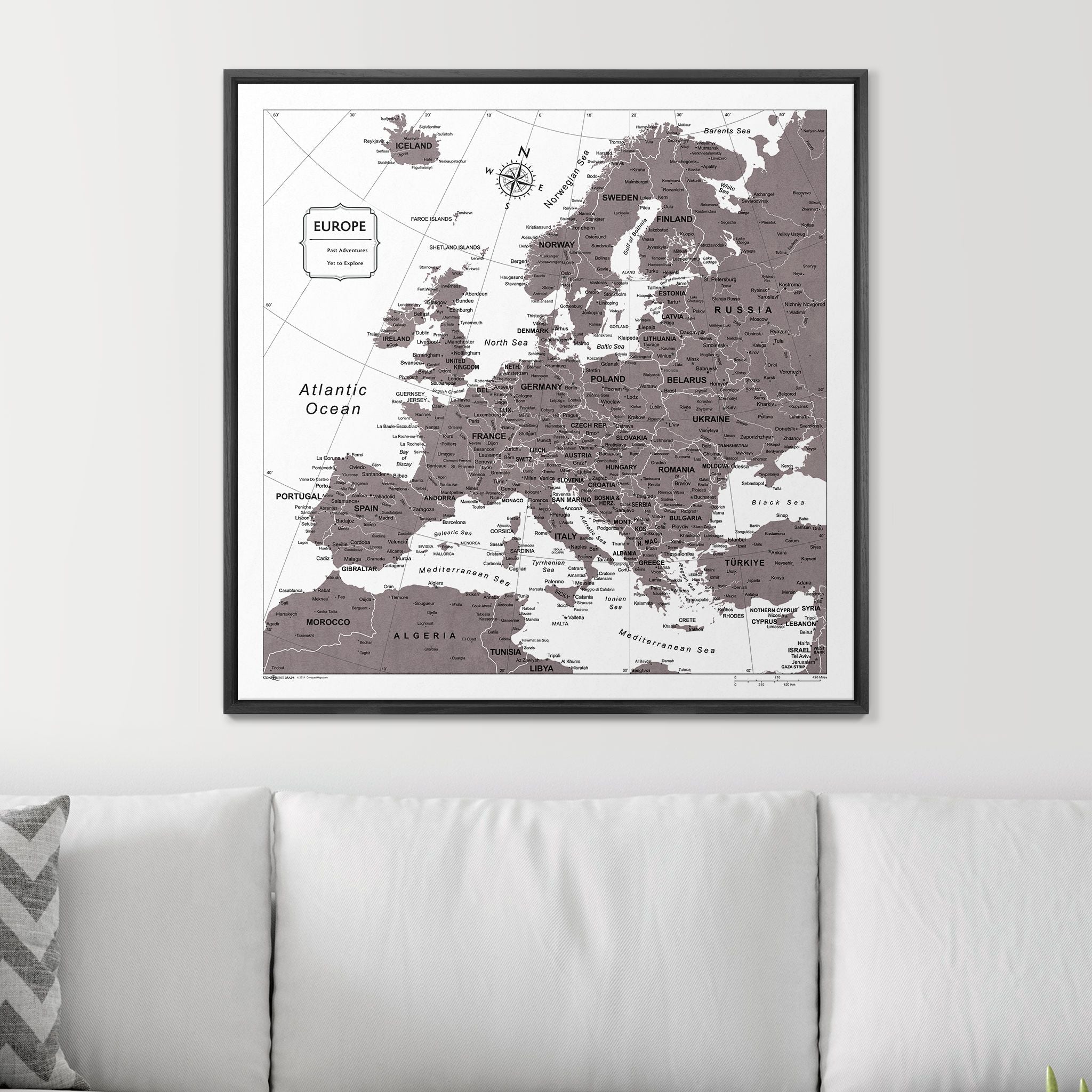 Push Pin Europe Map (Pin Board) - Dark Brown Color Splash CM Pin Board