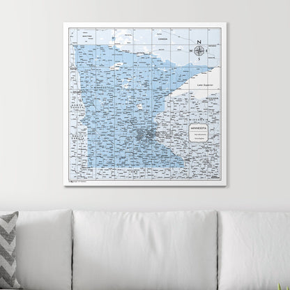 Push Pin Minnesota Map (Pin Board) - Light Blue Color Splash CM Pin Board